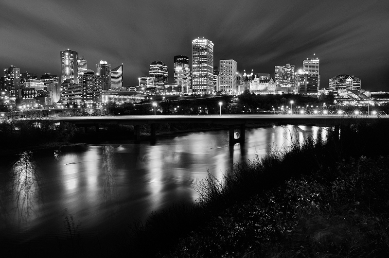 Photo taken at night of Edmonton