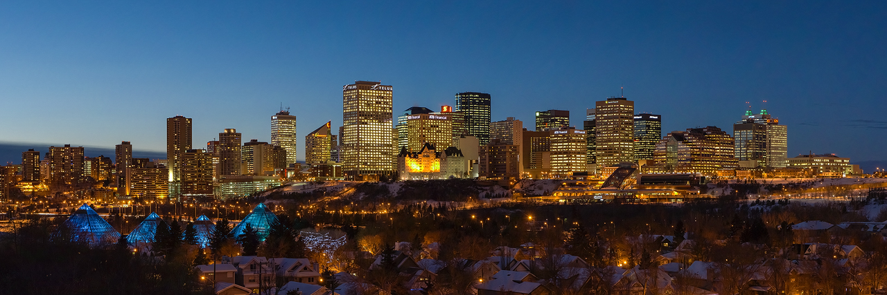 Blue hour downtown Edmonton skyline